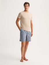 Men's Lounge Shorts Cotton Batiste Blue Multicolor Diamond Print