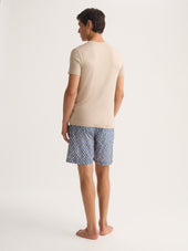 Men's Lounge Shorts Cotton Batiste Blue Multicolor Diamond Print