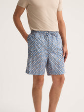 Men's Lounge Shorts Cotton Batiste Blue Multicolor Diamond Print