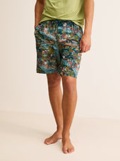Men S Lounge Shorts Cotton Batiste London Scenic Print Multi