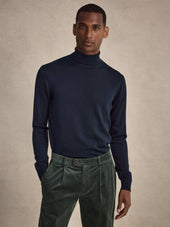 Navy Blue Turtleneck Regular Fit