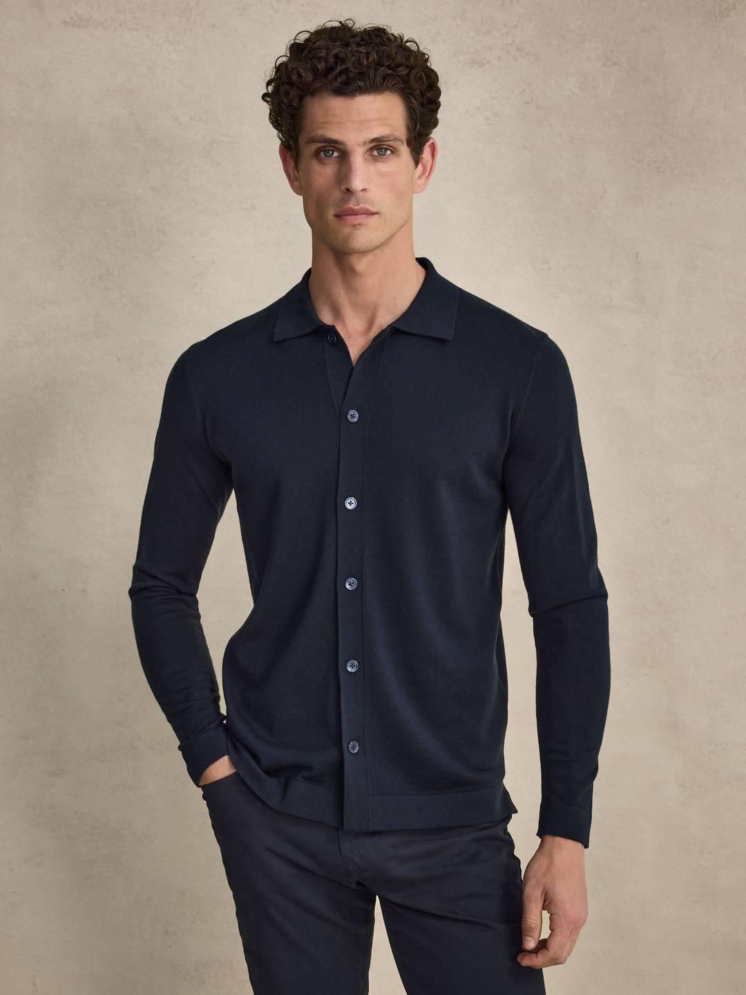 Navy Blue Cardigan Regular Fit