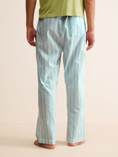 Men S Lounge Pants Amalfi Cotton Batiste Aqua Stripe