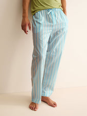 Men S Lounge Pants Amalfi Cotton Batiste Aqua Stripe