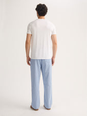 Men's Lounge Pants Arran Brushed Cotton Blue Herringbone Stripe