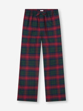 Men's Lounge Pants Kelburn Brushed Cotton Burgundy Red & Green Check