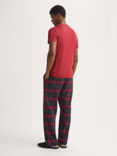 Men's Lounge Pants Kelburn Brushed Cotton Burgundy Red & Green Check