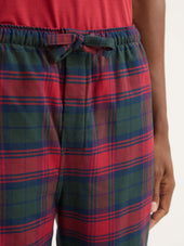 Men's Lounge Pants Kelburn Brushed Cotton Burgundy Red & Green Check