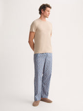 Men's Lounge Pants Cotton Batiste Blue Multicolor Diamond Print
