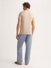Men's Lounge Pants Cotton Batiste Blue Multicolor Diamond Print