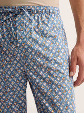 Men's Lounge Pants Cotton Batiste Blue Multicolor Diamond Print