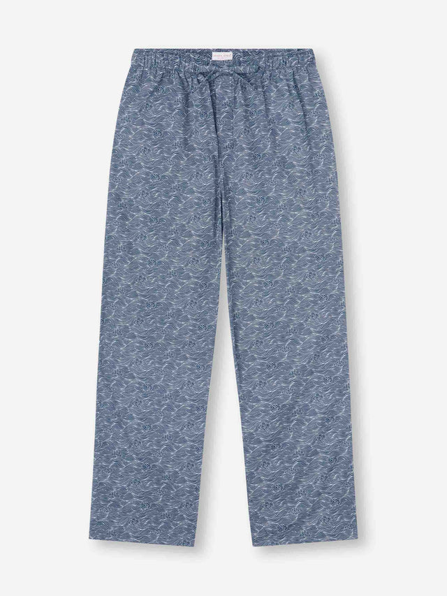 Men's Lounge Pants Cotton Batiste Navy Blue Night Sky Print