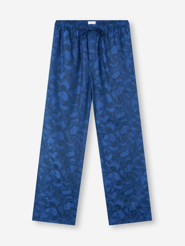 Men's Lounge Pants Cotton Jacquard Navy Blue Camo Rose Weave