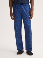 Men S Lounge Pants Cotton Jacquard Blue Camo Rose Weave