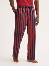 Men's Lounge Pants Royal Cotton Navy Blue & Red Stripe