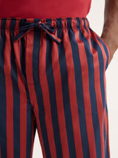 Men's Lounge Pants Royal Cotton Navy Blue & Red Stripe