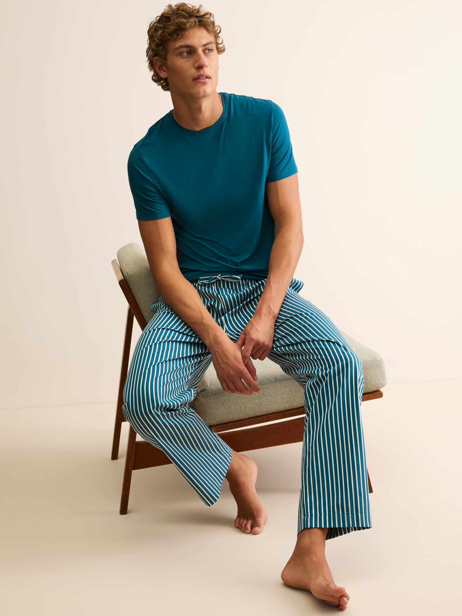 Men S Lounge Pants Royal Cotton White Stripe