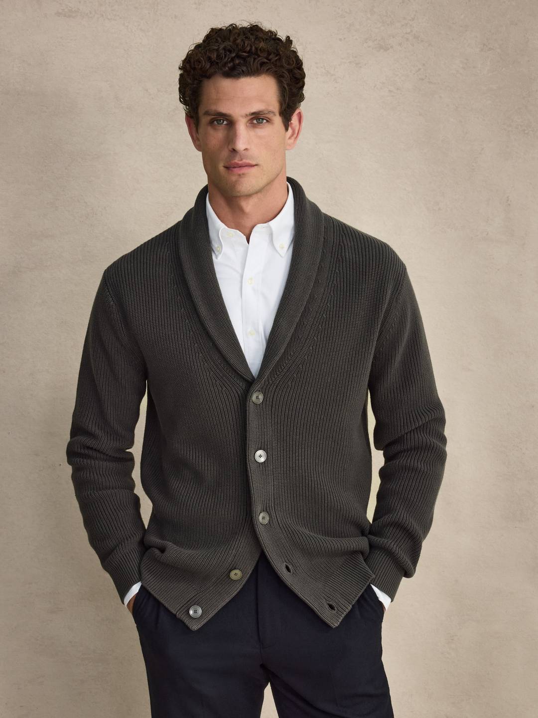 Green Cardigan Regular Fit