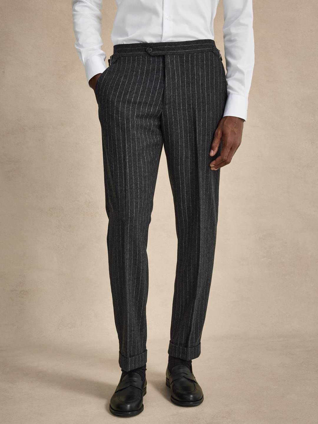 Grey Pinstripe Dress Trousers