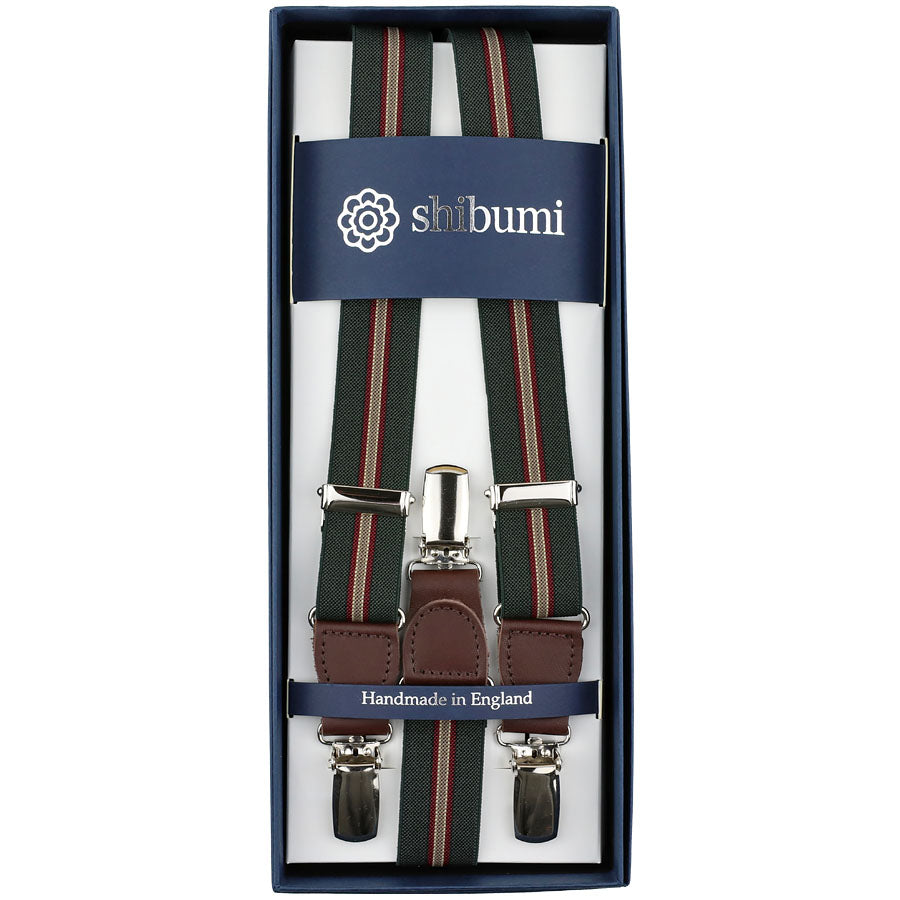 Elastic Barathea Clips Braces Olive