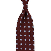 Floral Jacquard Silk Tie - Burgundy - Hand-Rolled