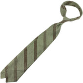 Triple Bar Shantung Silk Tie Brown Hand Rolled