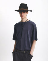 Multi Fabric Loose Fit T Shirt Purple
