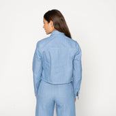 Cropped Denim Jacket - Sakura Sky