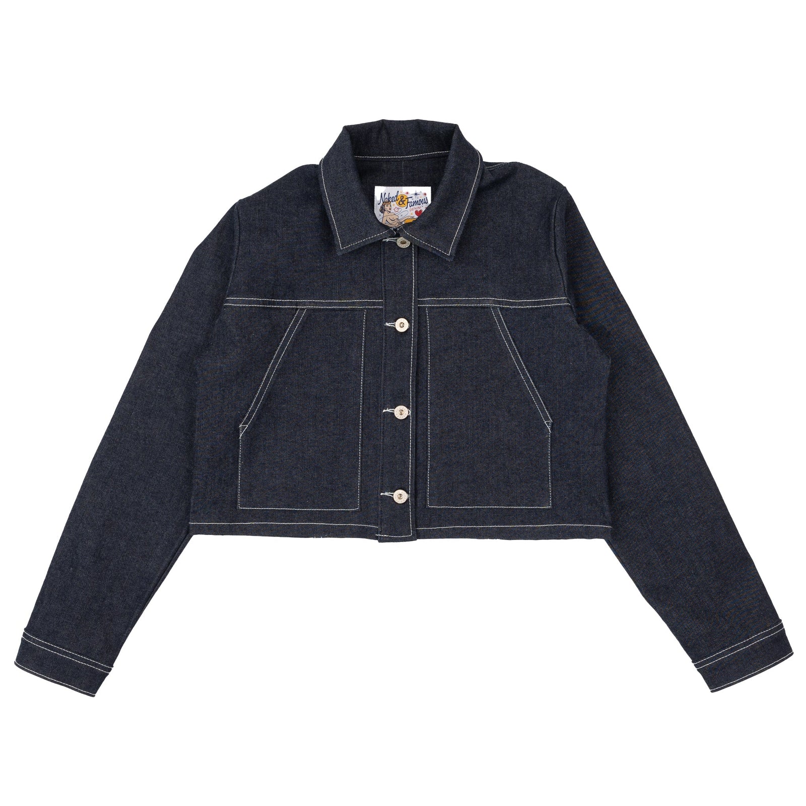 Cropped Jacket Slub Nep Stretch