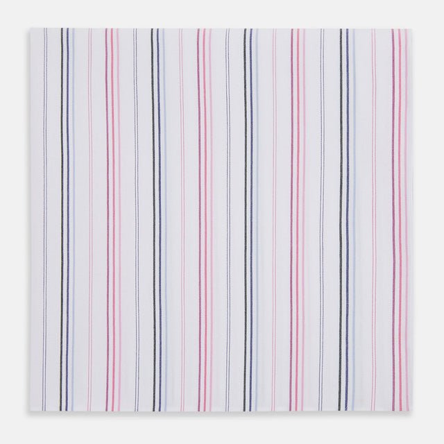 Hand Rolled Pink and Blue Multi Stripe Handkerchief