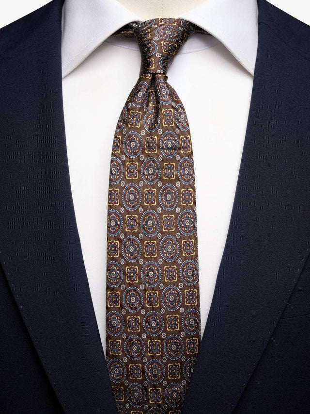 Brown Geometric Tie