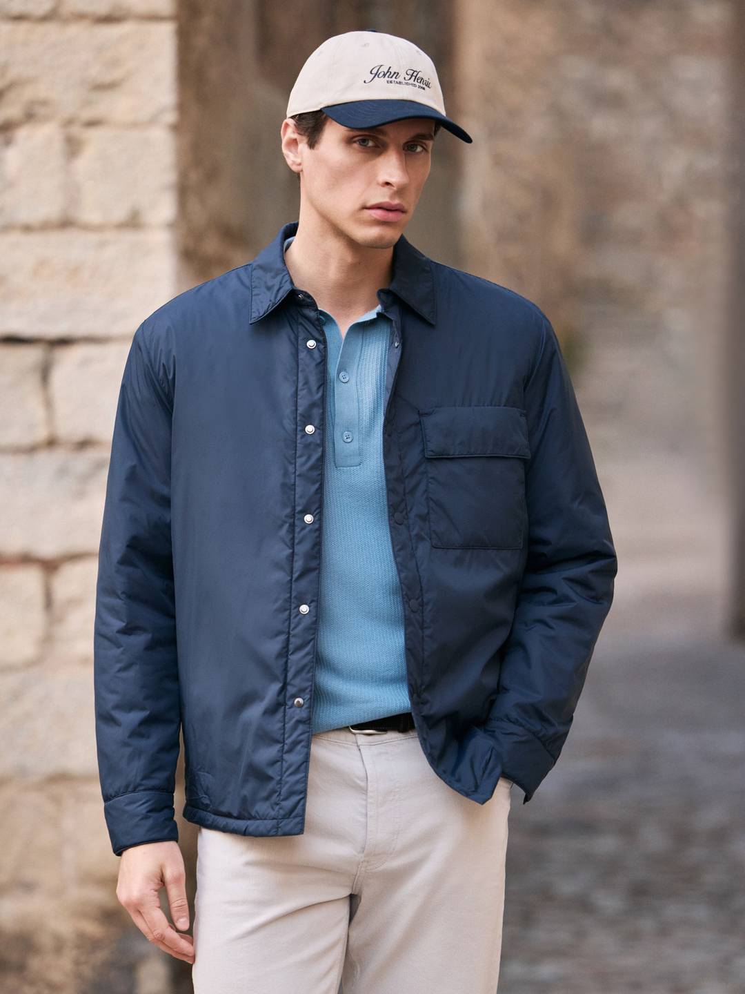 Navy Blue Padded Overshirt