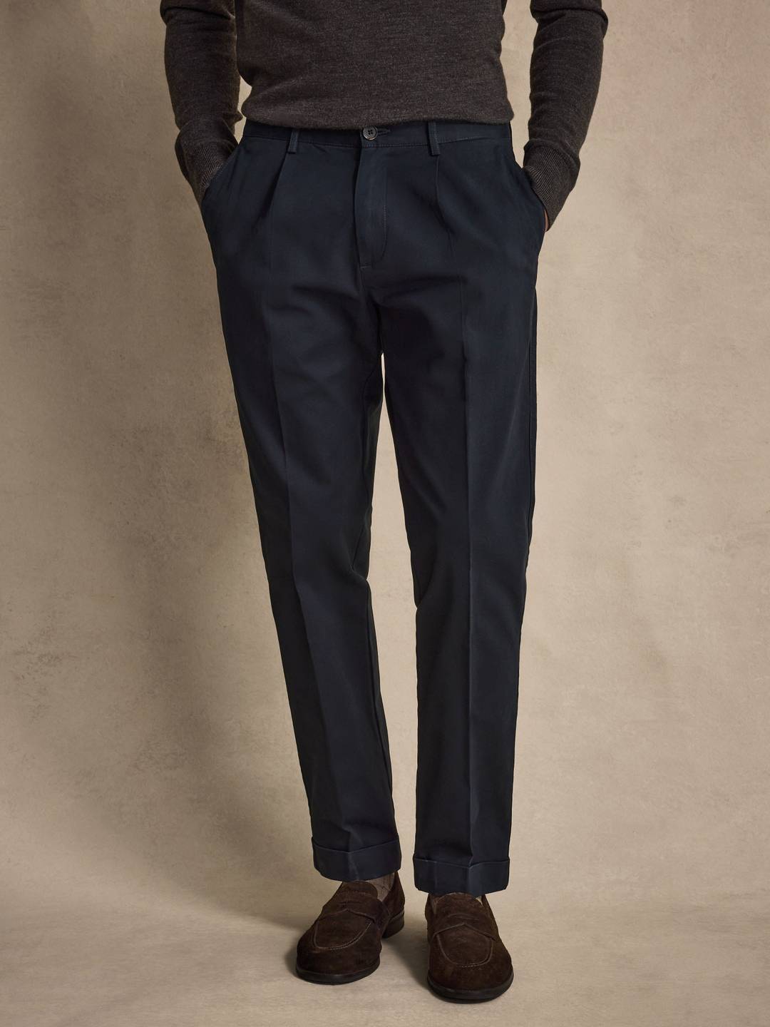 Navy Blue Pleated Trousers