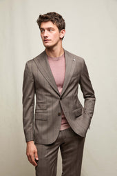 Abito PAUL gessato in lana marrone