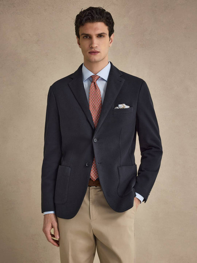 Navy Blue Knitted Blazer