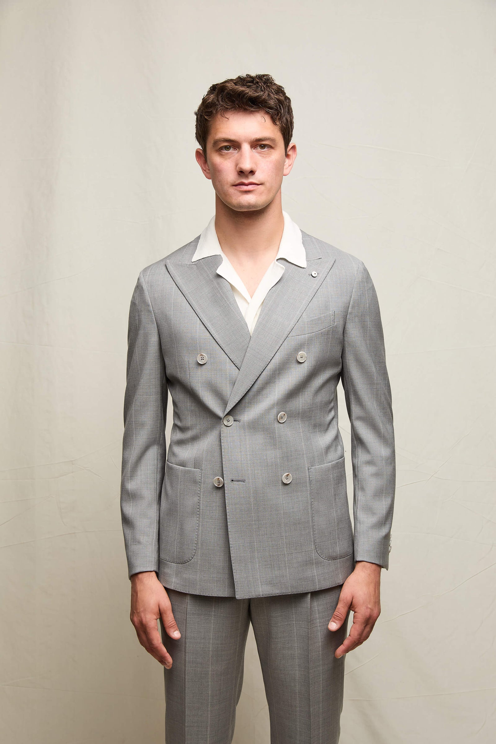 Abito Tom In Lana Grigio Chiaro Gessato