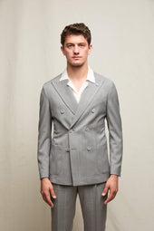 Abito TOM in lana grigio chiaro gessato