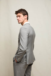 Abito TOM in lana grigio chiaro gessato