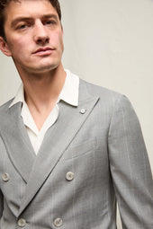Abito TOM in lana grigio chiaro gessato