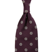 Shibumi-Flower Jacquard Silk Tie - Eggplant - Hand-Rolled