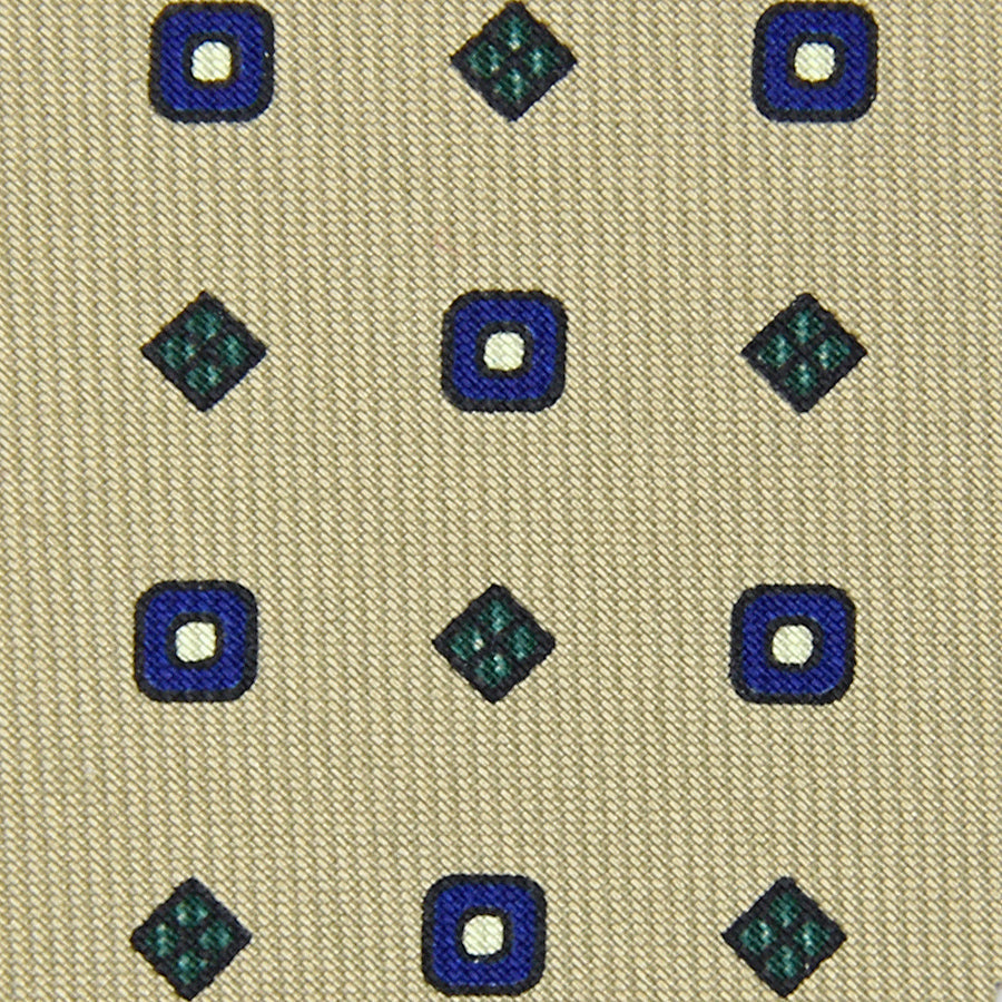 Floral Printed Bespoke Silk Tie Beige