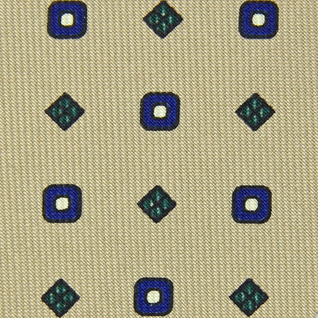 Floral Printed Bespoke Silk Tie - Beige