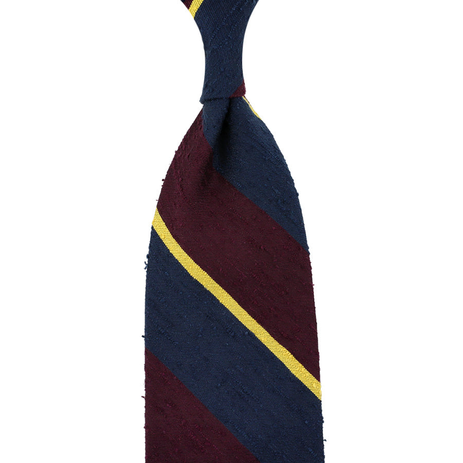 Striped Shantung Silk Tie Navy Burgundy