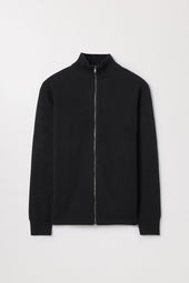Black Merino Zip Cardigan | Ribbed Wool | Asket