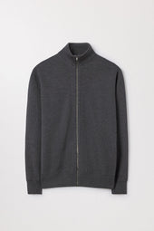 Melange Merino Zip Cardigan Ribbed Wool Asket