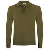 Merino Wool Knitted Polo - Olive