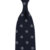 Shibumi-Flower Fina Grenadine Silk Tie - Navy