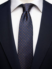 Dark Blue & Brown Geometric Tie