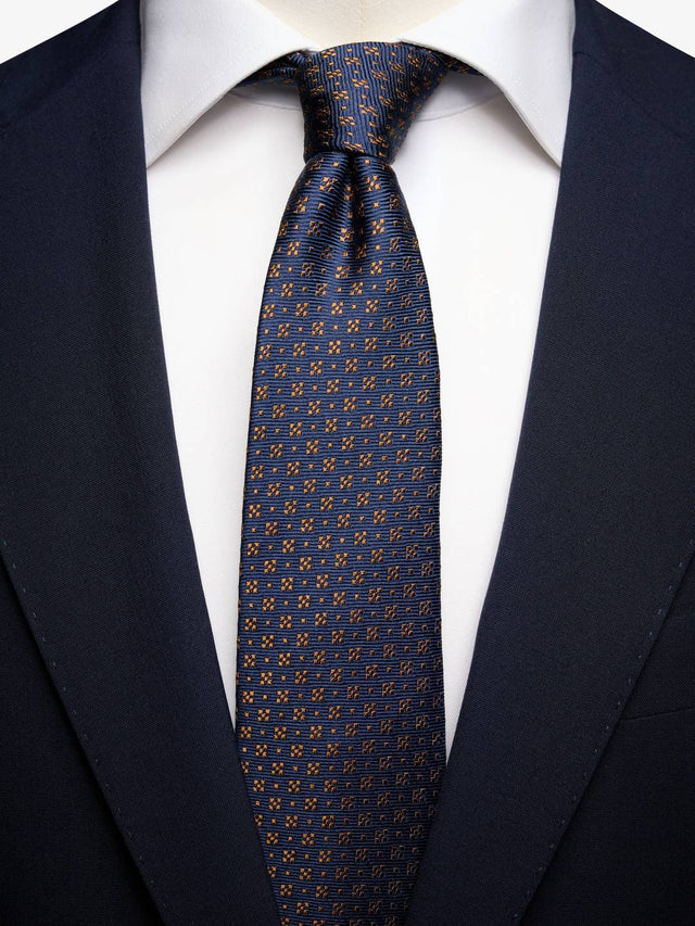 Dark Blue & Brown Geometric Tie