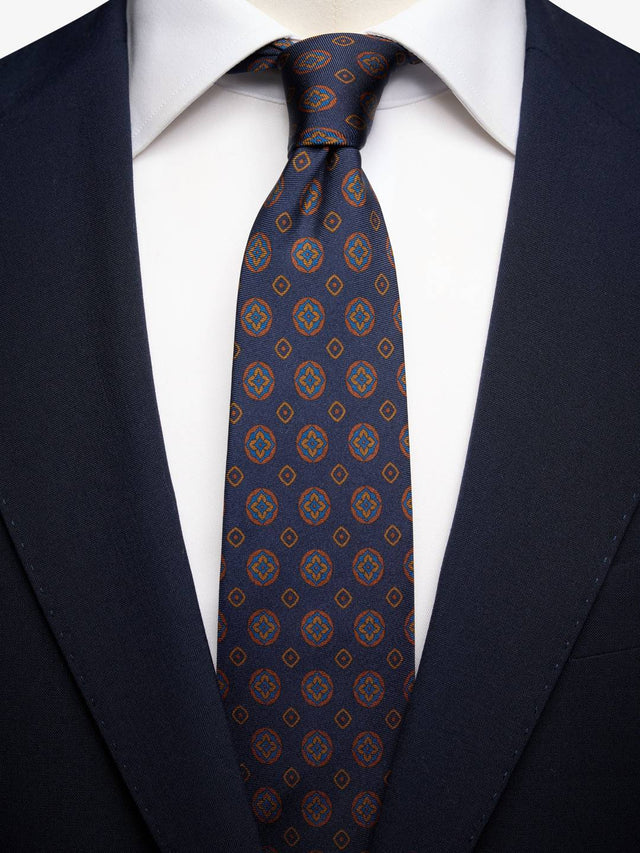 Navy Blue Geometric Tie